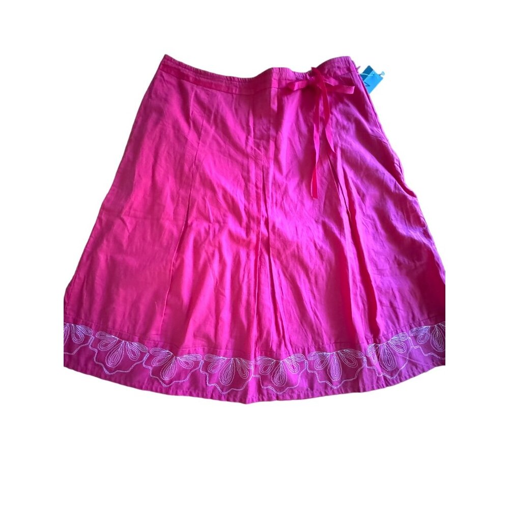 NWT! Nine West Embroidered Grenada A-Line Bright Hot Pink Midi Skirt - Size 8